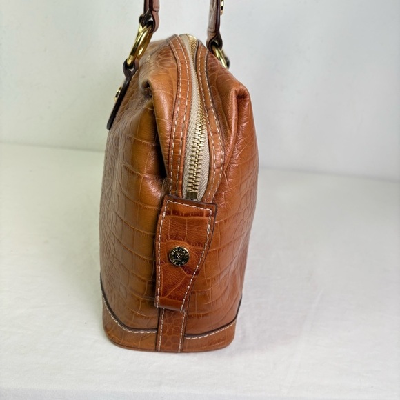 MICHAEL KORS Caramel Honey Tan Croc Embossed Genuine Leather Satchel Tote - Picture 9 of 16